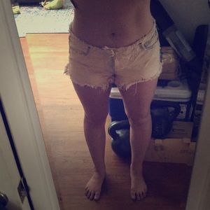 Free People Acid Wash Destroyed Cut Off Shorts